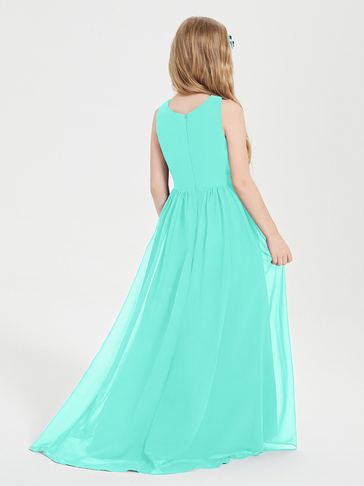 Asymmetrical Junior Bridesmaid Dresses with Scoop Neckline Spa